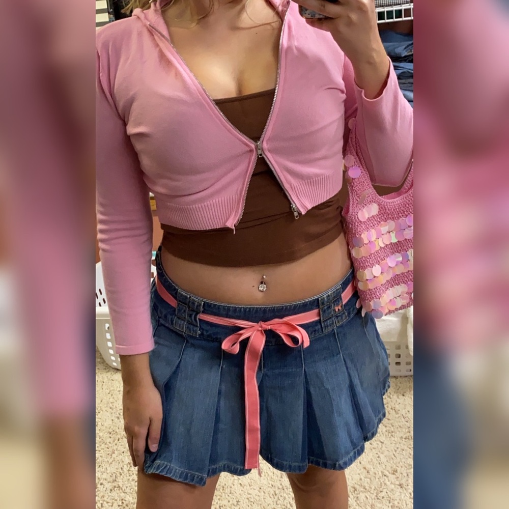 Vintage Y2K Indie Denim Jean Pleated Mini Skirt